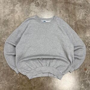 Vintage 90s Made In USA Russell Gray Blank Essential Crewneck Size XXL